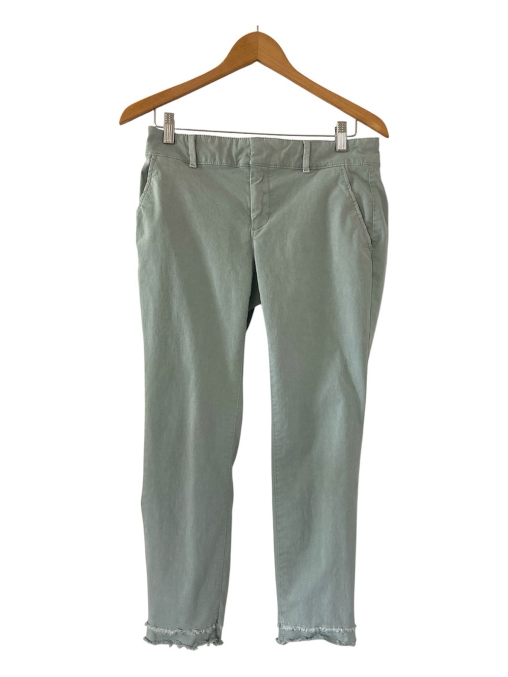 LOFT Sage Green Ankle Frayed Hem Pants